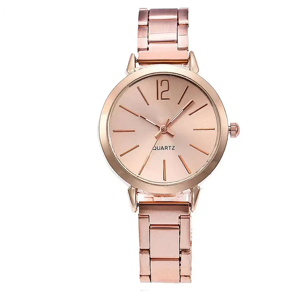 Ladies Simple Digital Alloy with Quartz Watch Bracelet 2pcs Set.