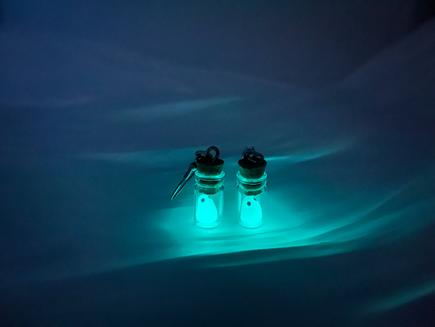 Ghost in Bottle Earrings Glow in the Dark.