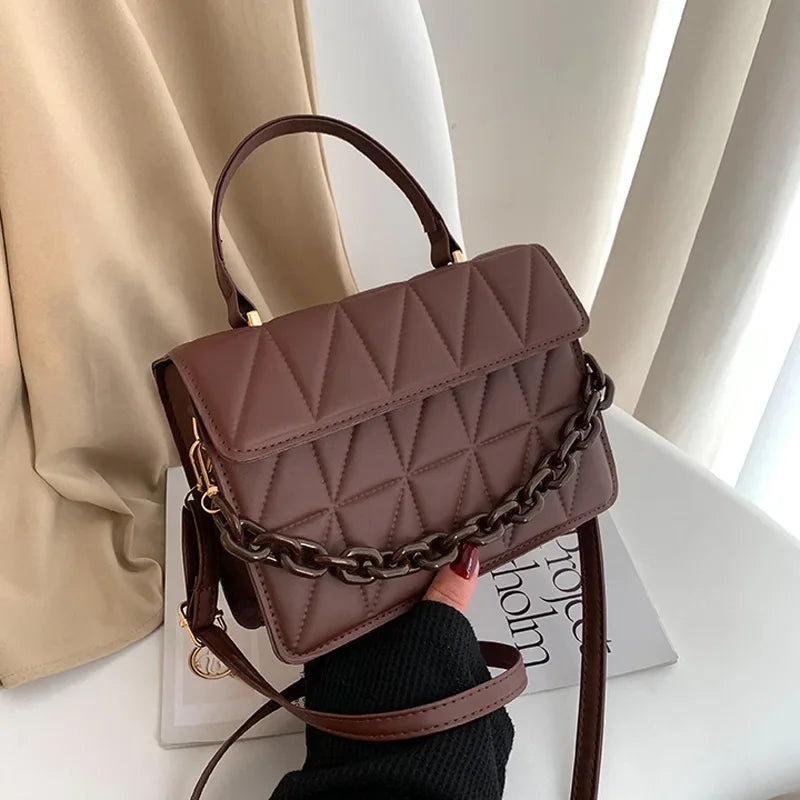 Solid Plaid Crossbody Bags For Women.