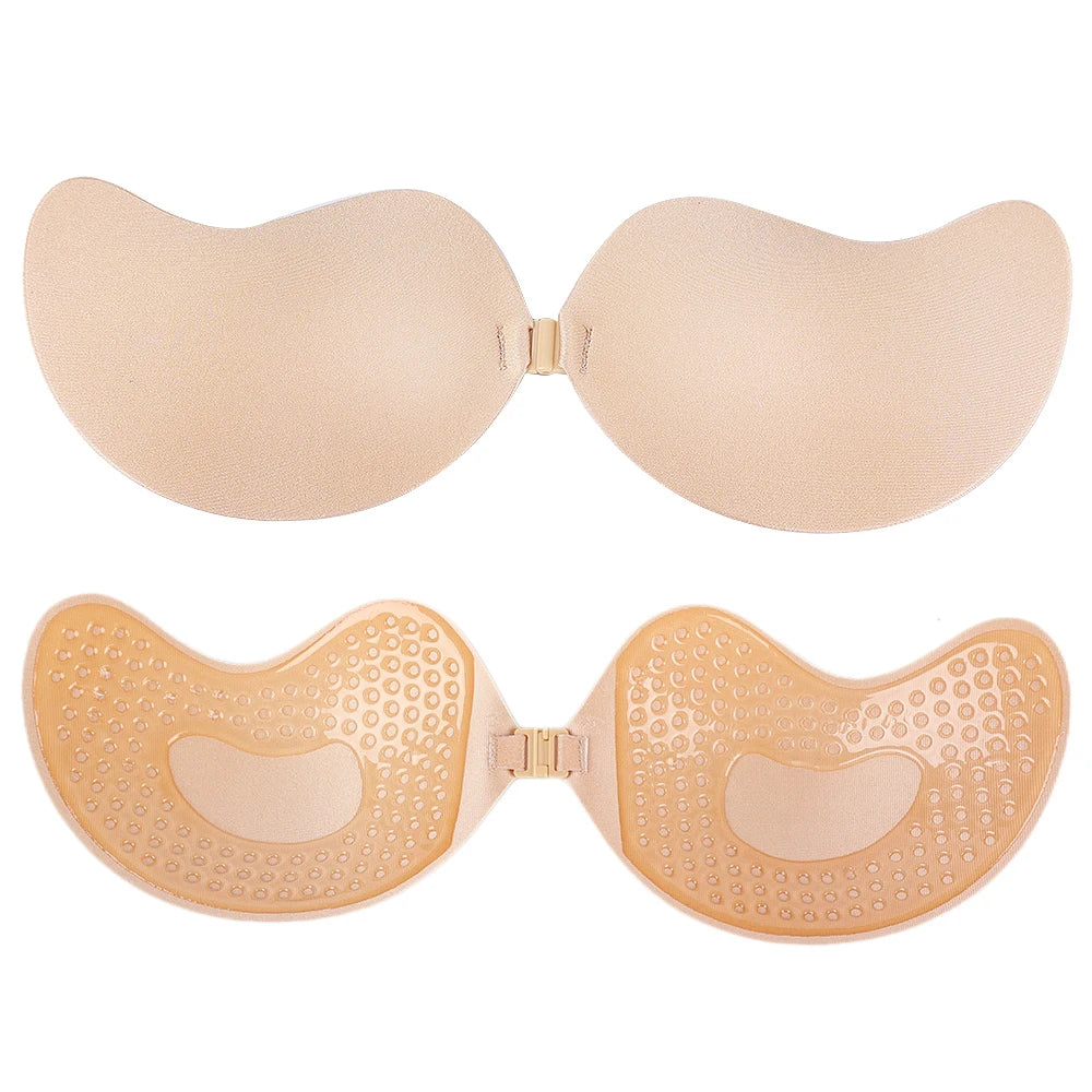 Invisible Push Up, Backless, Strapless Bra Seamless Front Closure.