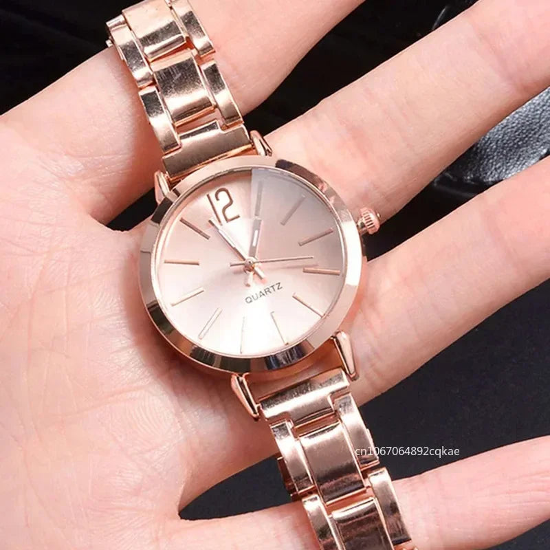 Ladies Simple Digital Alloy with Quartz Watch Bracelet 2pcs Set.