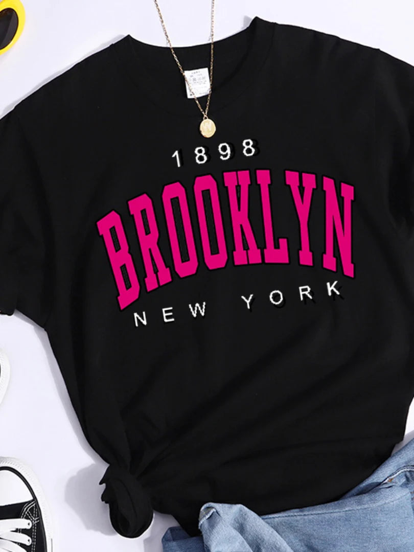 2024 New Summer Women T Shirt 1898 Brooklyn New York.