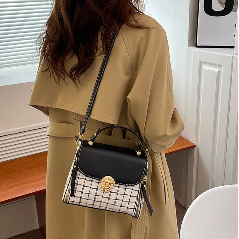 Trendy Flap Shoulder Bag PU Leather Crossbody.