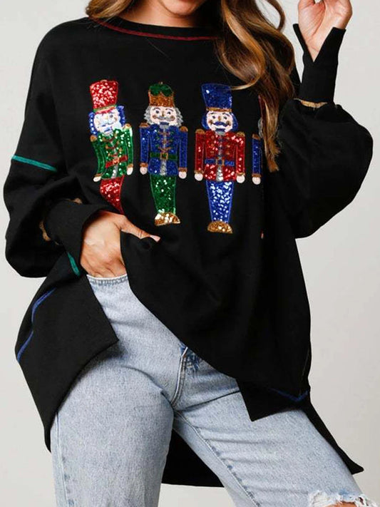 Nutcracker Sequin Graphic Christmas Sweatshirt