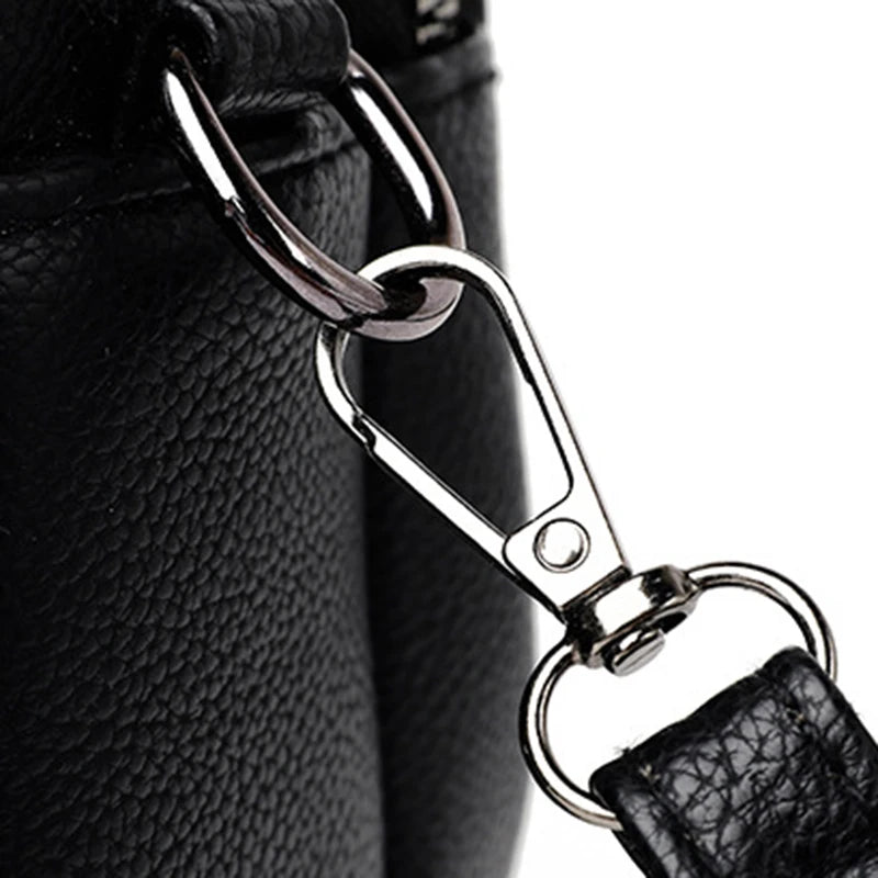 Solid Color Fashionable Rivet Zipper Bag Simple Soft Leather.