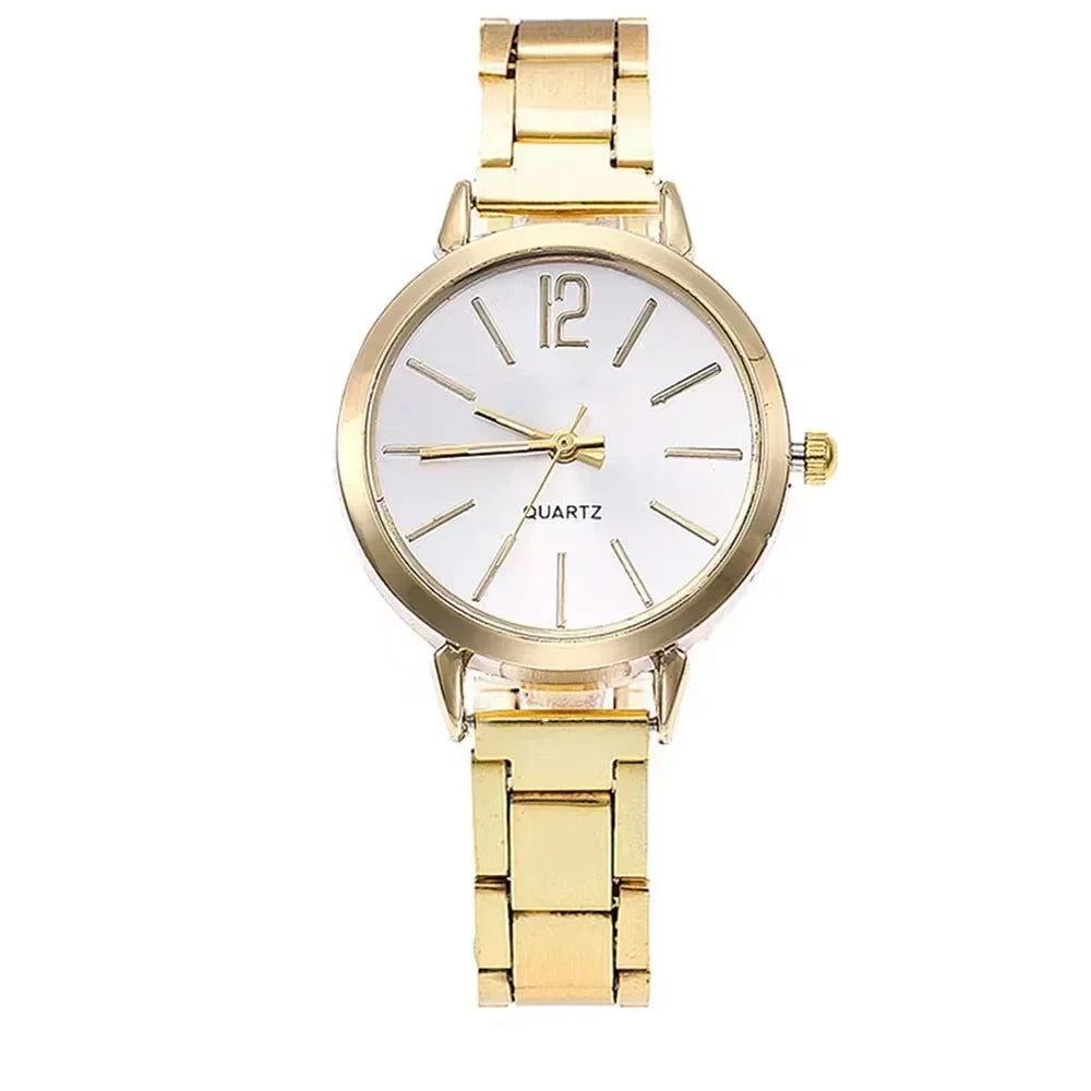 Ladies Simple Digital Alloy with Quartz Watch Bracelet 2pcs Set.