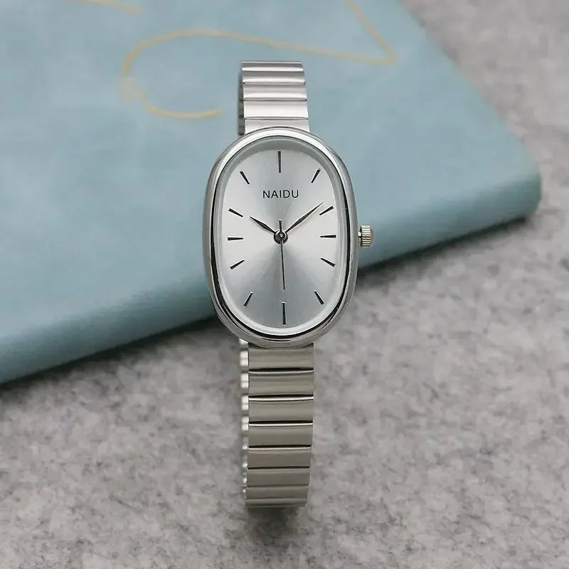 New Brand Steel Band Square Quartz Retro Minimalist Temperament Small Dial Watch.