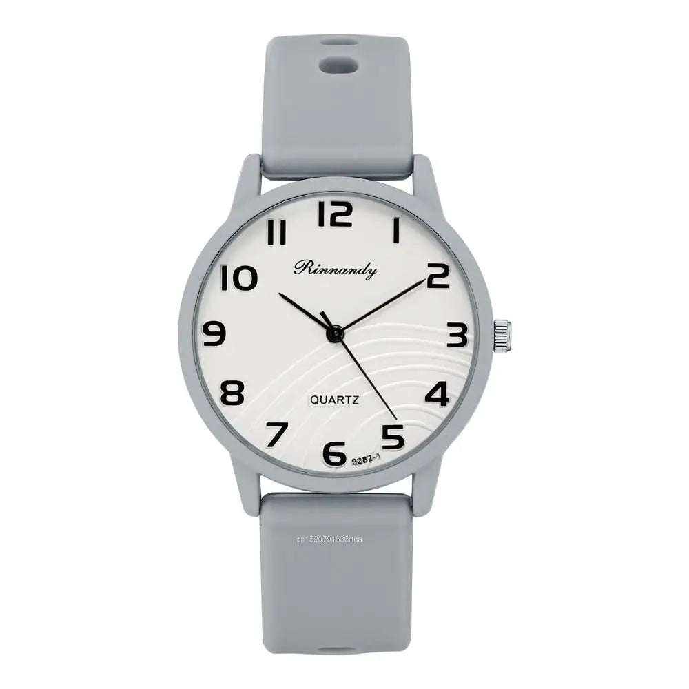 Leisure Grey Digital Simple Women Quartz Watch Sports Silicone Strap.