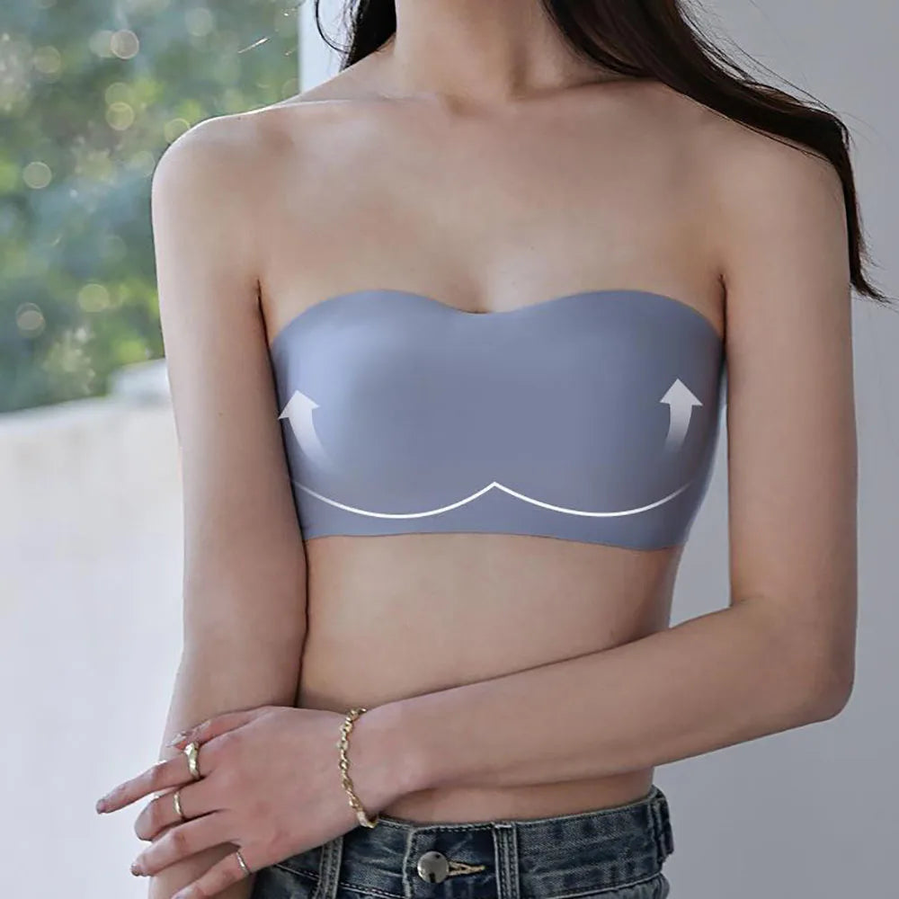 Women Tube Strapless, Chest Wrap Seamless, Breathable, Non Slip Invisible Push Up Bra.