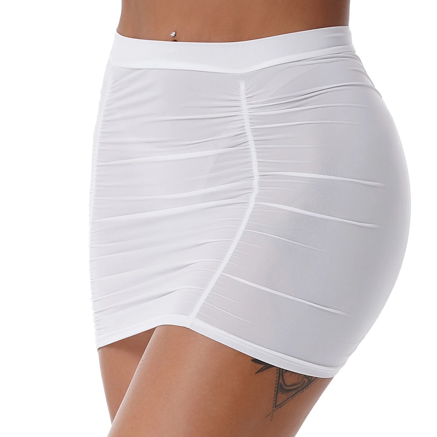 Ladies Mid Waist Stretchy Miniskirt.