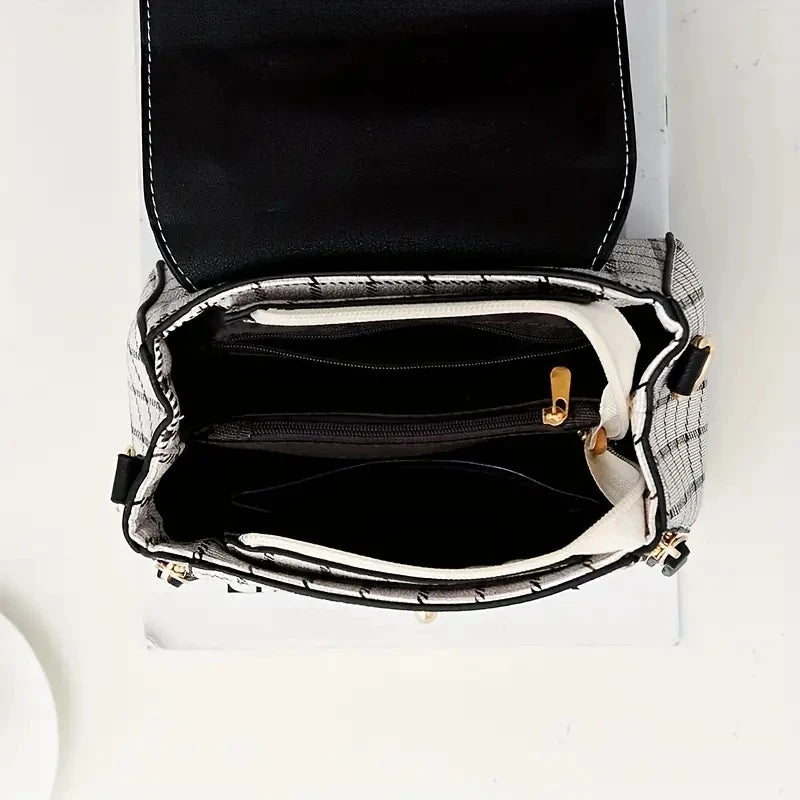 Trendy Flap Shoulder Bag PU Leather Crossbody.