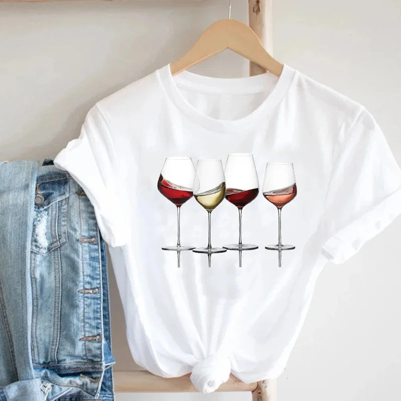 Fashion Trend T Shirt Girl Wine Style.