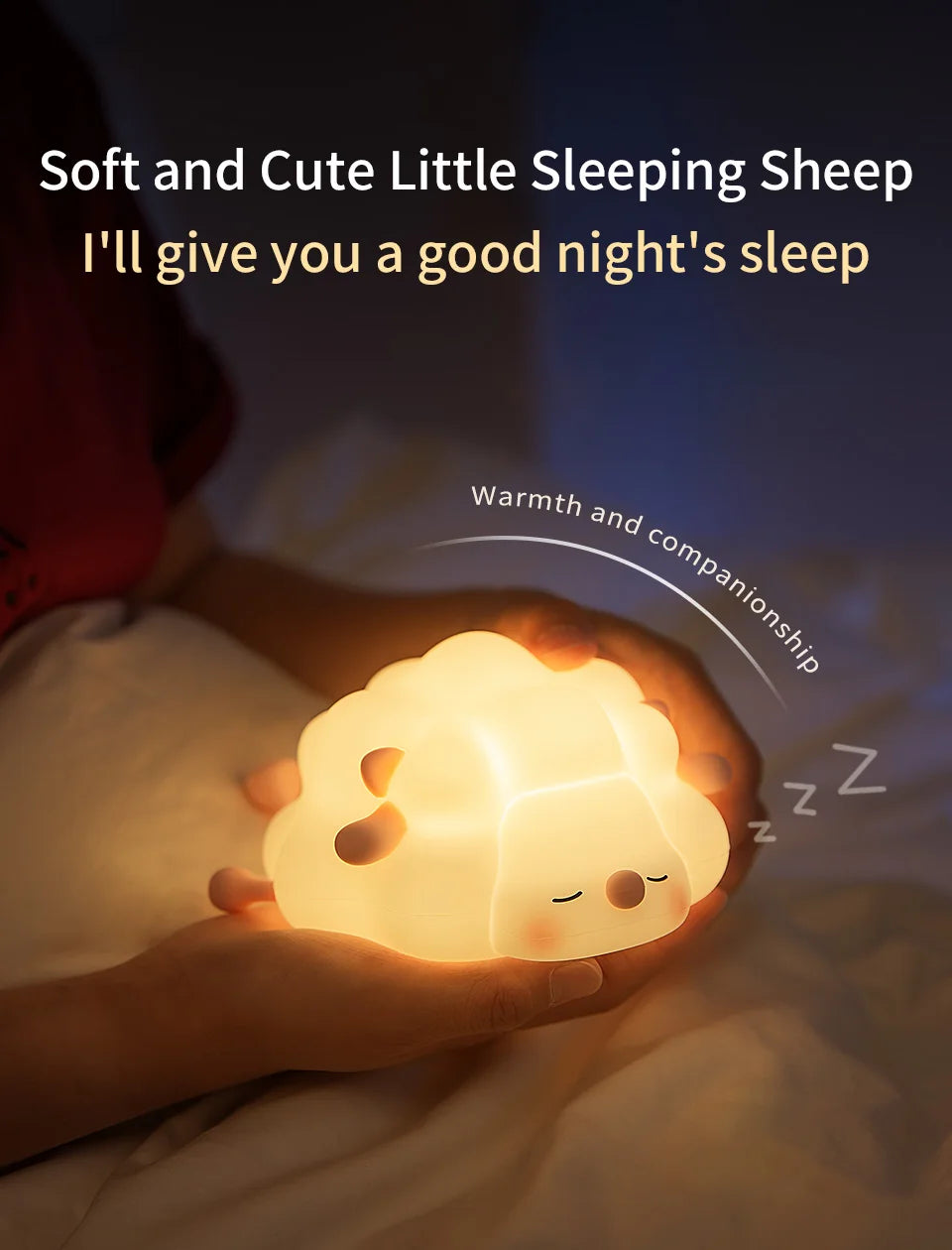 Night Light Cute Sheep Panda Silicone Lamp USB Rechargeable.