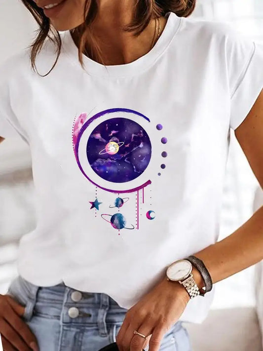 Ladies Fashion Female Graphic Women Love Heart T-shirts.