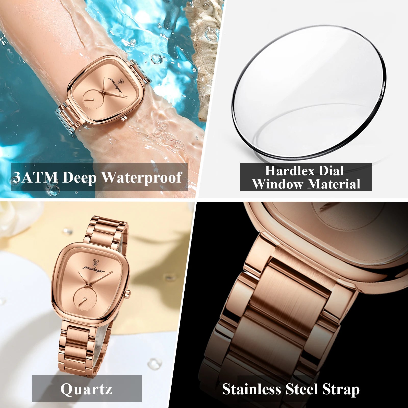 POEDAGAR Luxury Waterproof Stainless Steel Quartz Ladies Watch type A++ High Quality.