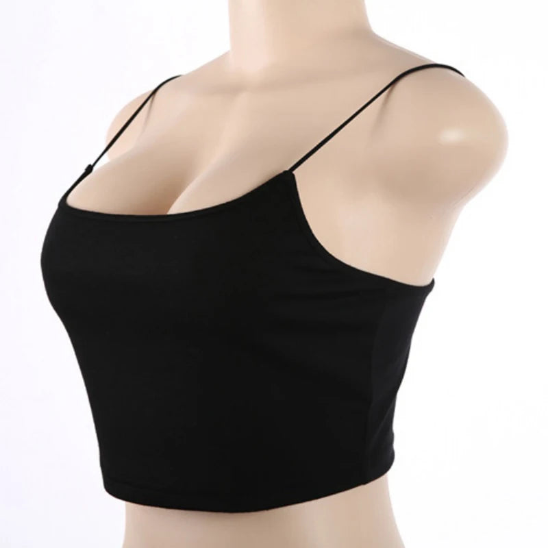 Sexy Vest Sleeveless Cotton Straps Camis Bustier Crop Top.