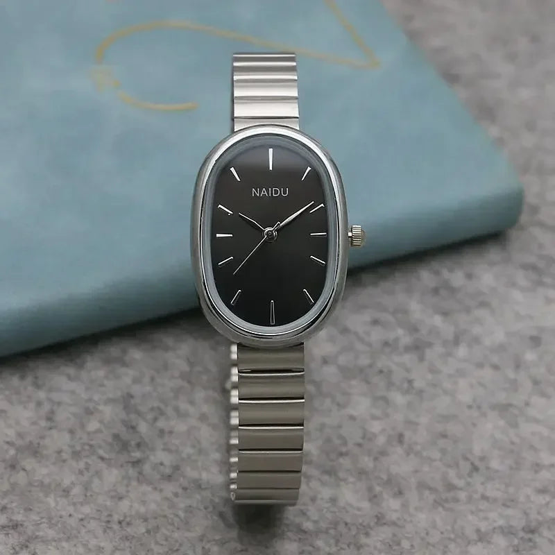 New Brand Steel Band Square Quartz Retro Minimalist Temperament Small Dial Watch.