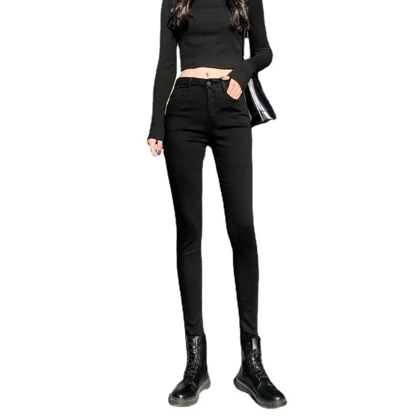 High-Waisted Jeans Women's Autumn/Winter New Slim Fit.