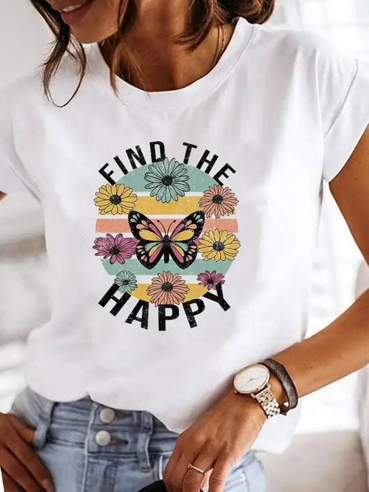 Ladies Fashion Female Graphic Women Love Heart T-shirts.