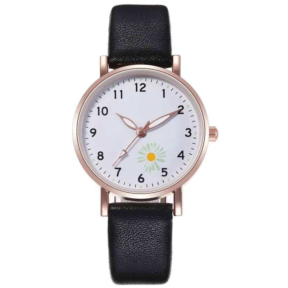 Luxury Luminous Retro Watch Back Leather Strap Quartz Montre Femme.