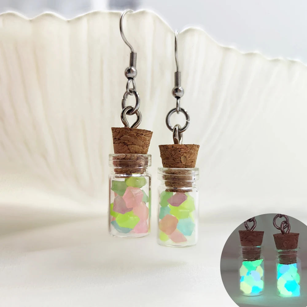 Ghost in Bottle Earrings Glow in the Dark.