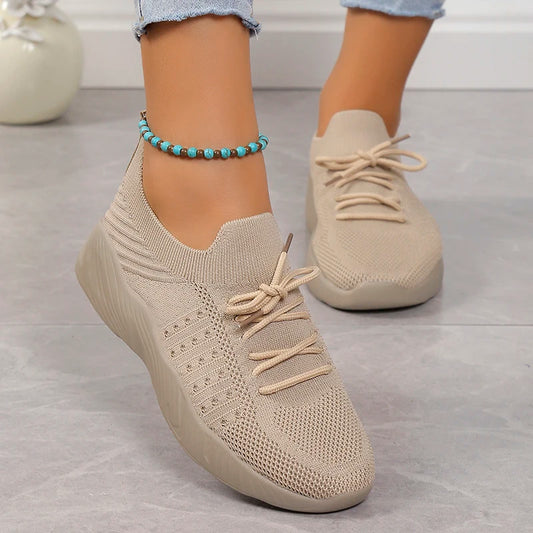 Breathable Knit Sneakers for Women - Non-Slip Tennis Shoes