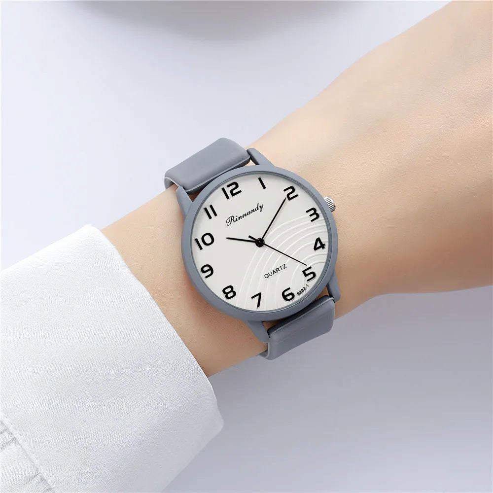 Leisure Grey Digital Simple Women Quartz Watch Sports Silicone Strap.