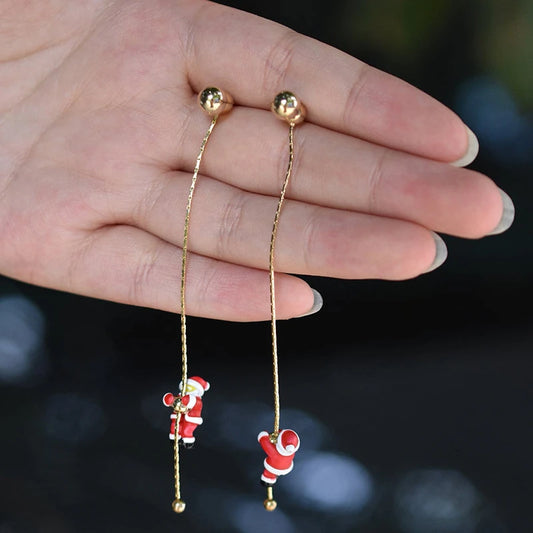 Asymmetric Snowflake Christmas Boot Hat Drop Earrings.