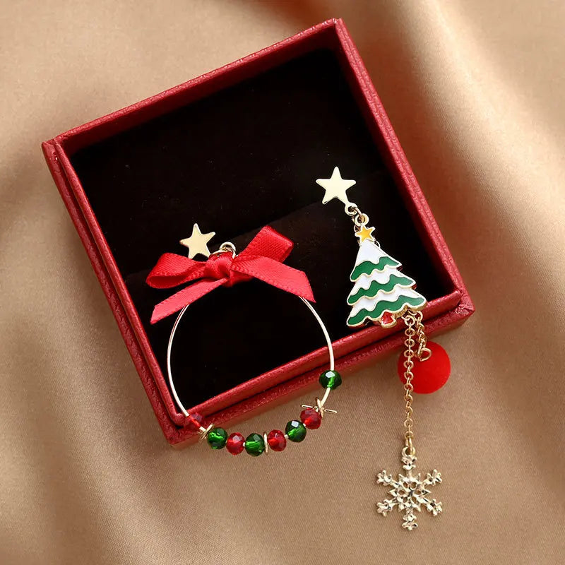 New Christmas Earring Delicate Crystal Bowknot.