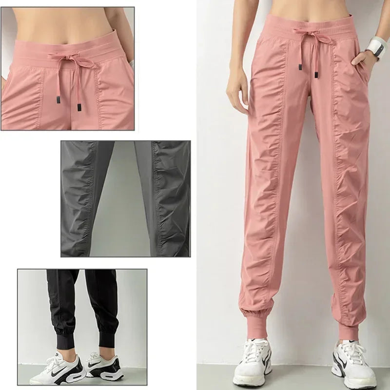 Quick Dry Fabric Drawstring Running Sport Joggers Pants.