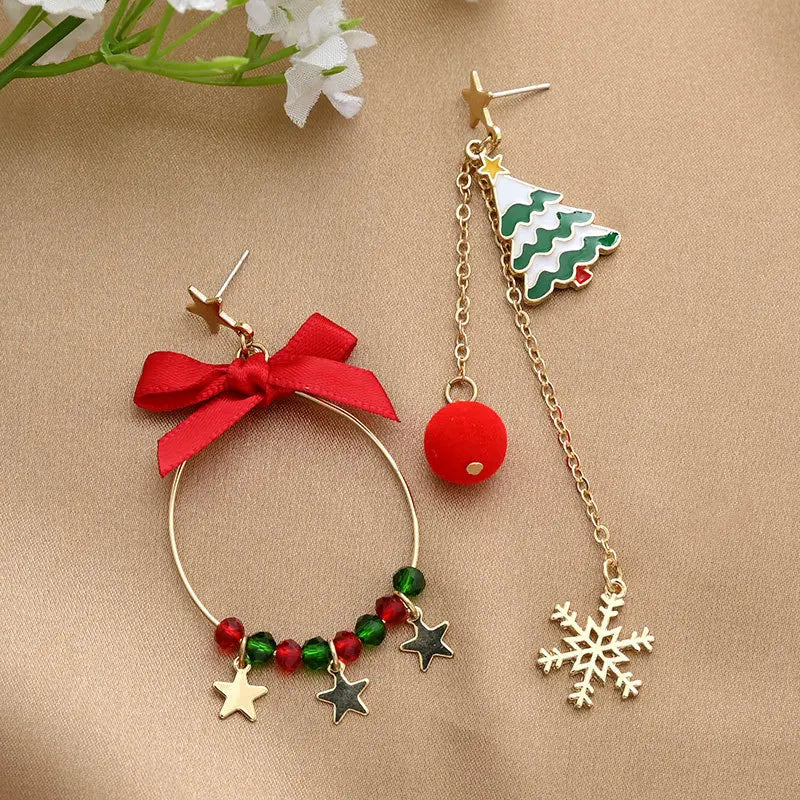 New Christmas Earring Delicate Crystal Bowknot.