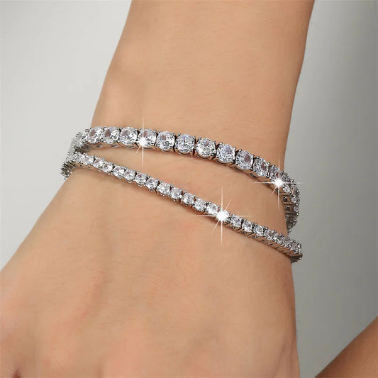 2.5mm Zirconia Tennis Bracelet Crystal Charm Designer.