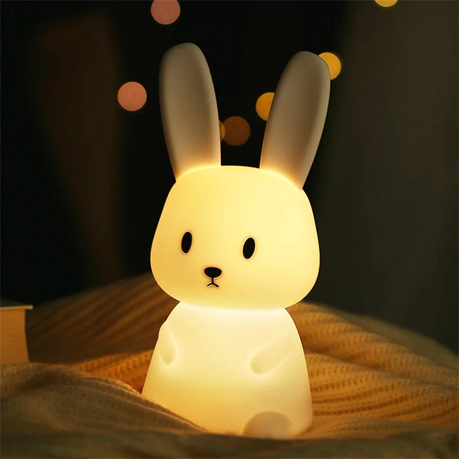 Dimmable Rabbit LED Night Light Silicone Cartoon Lamp