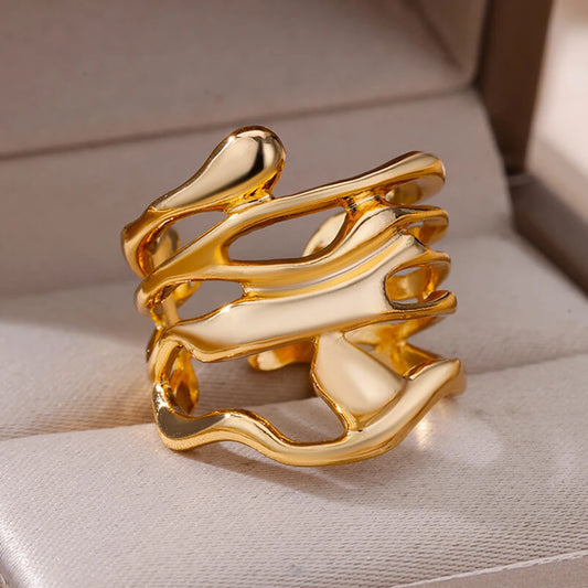 Gold Color Hollow Wide Open Ring.