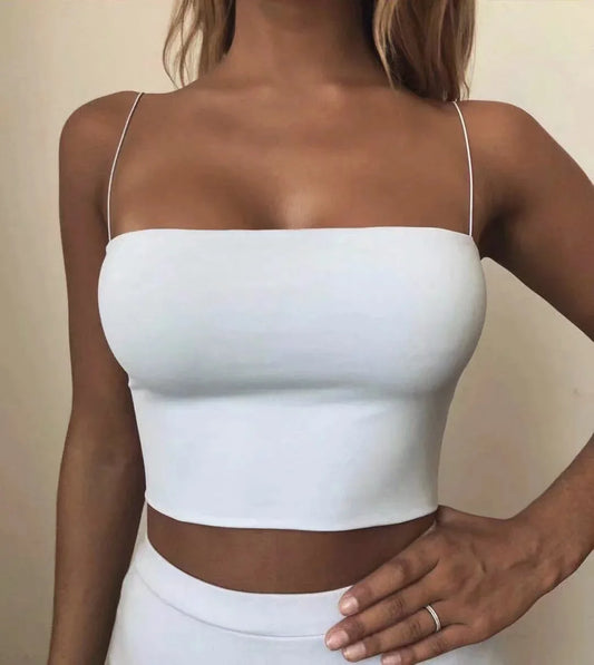 2024 Summer Women's Crop Top Sexy Elastic Cotton Camis sleeveless.