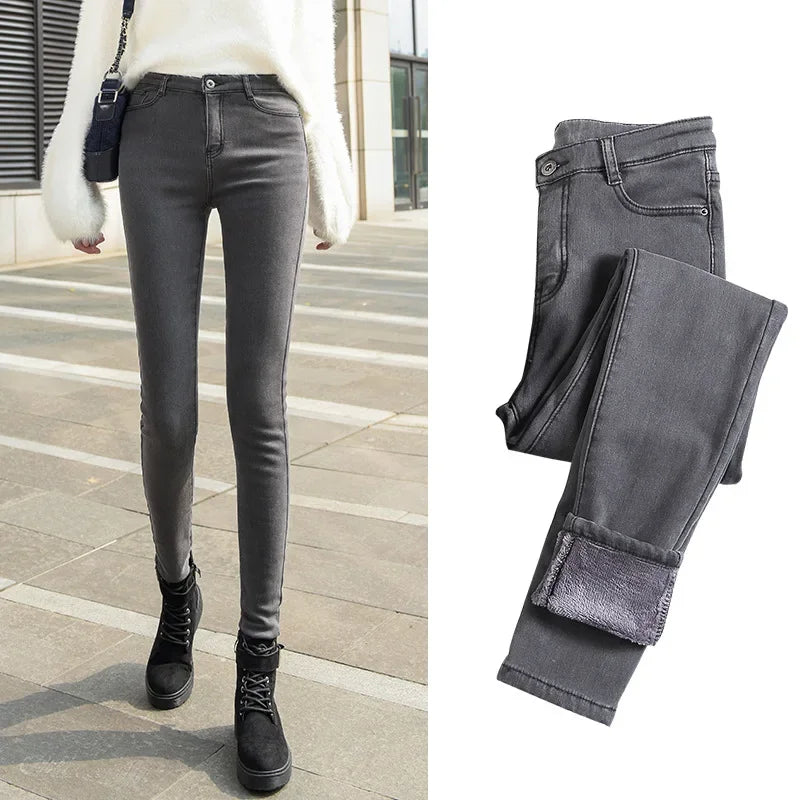 Women's Jeans High-Waisted Slimming Fleece-Lined.