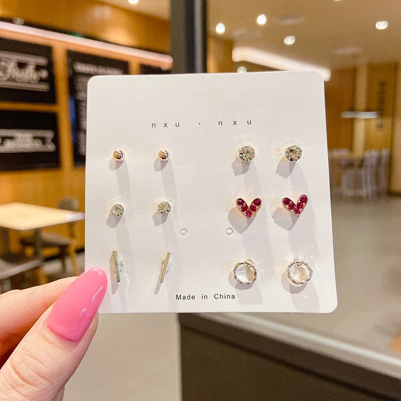 S925 Silver Needle Earrings Set for Women Girls Cute Exquisite Mini Earrings