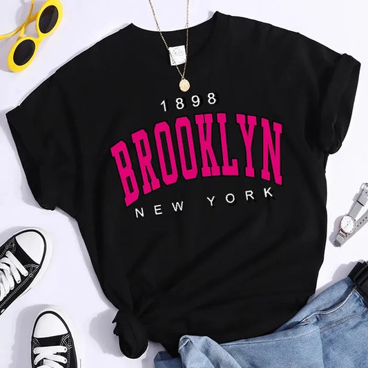 2024 New Summer Women T Shirt 1898 Brooklyn New York.