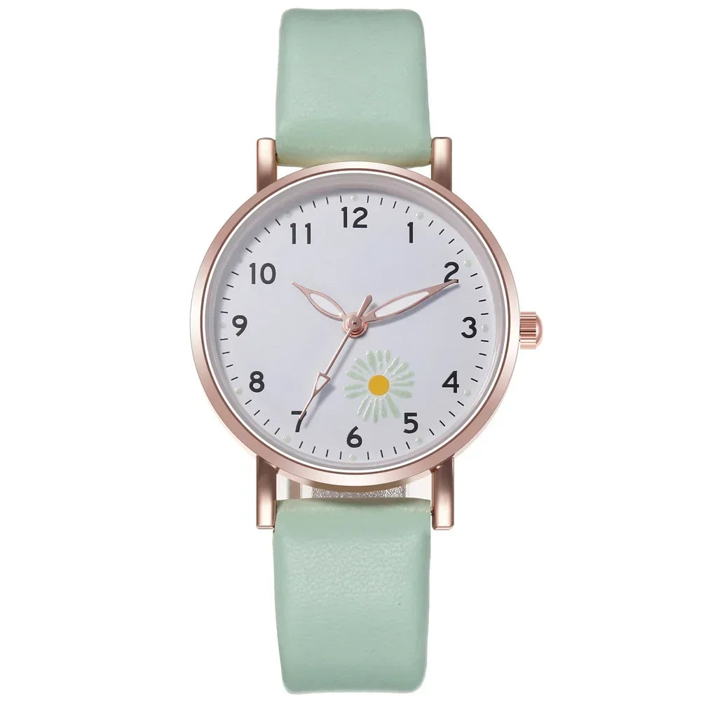 Luxury Luminous Retro Watch Back Leather Strap Quartz Montre Femme.