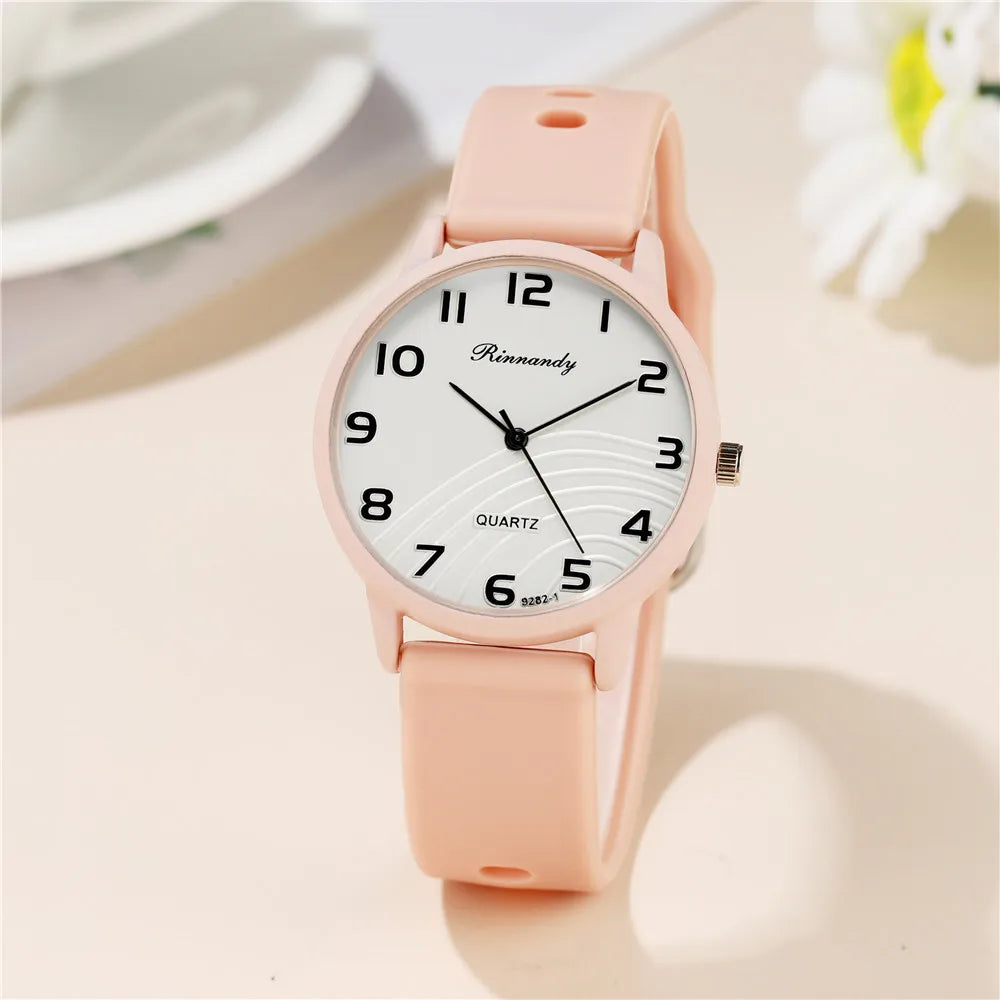 Leisure Grey Digital Simple Women Quartz Watch Sports Silicone Strap.