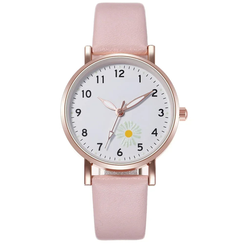 Luxury Luminous Retro Watch Back Leather Strap Quartz Montre Femme.