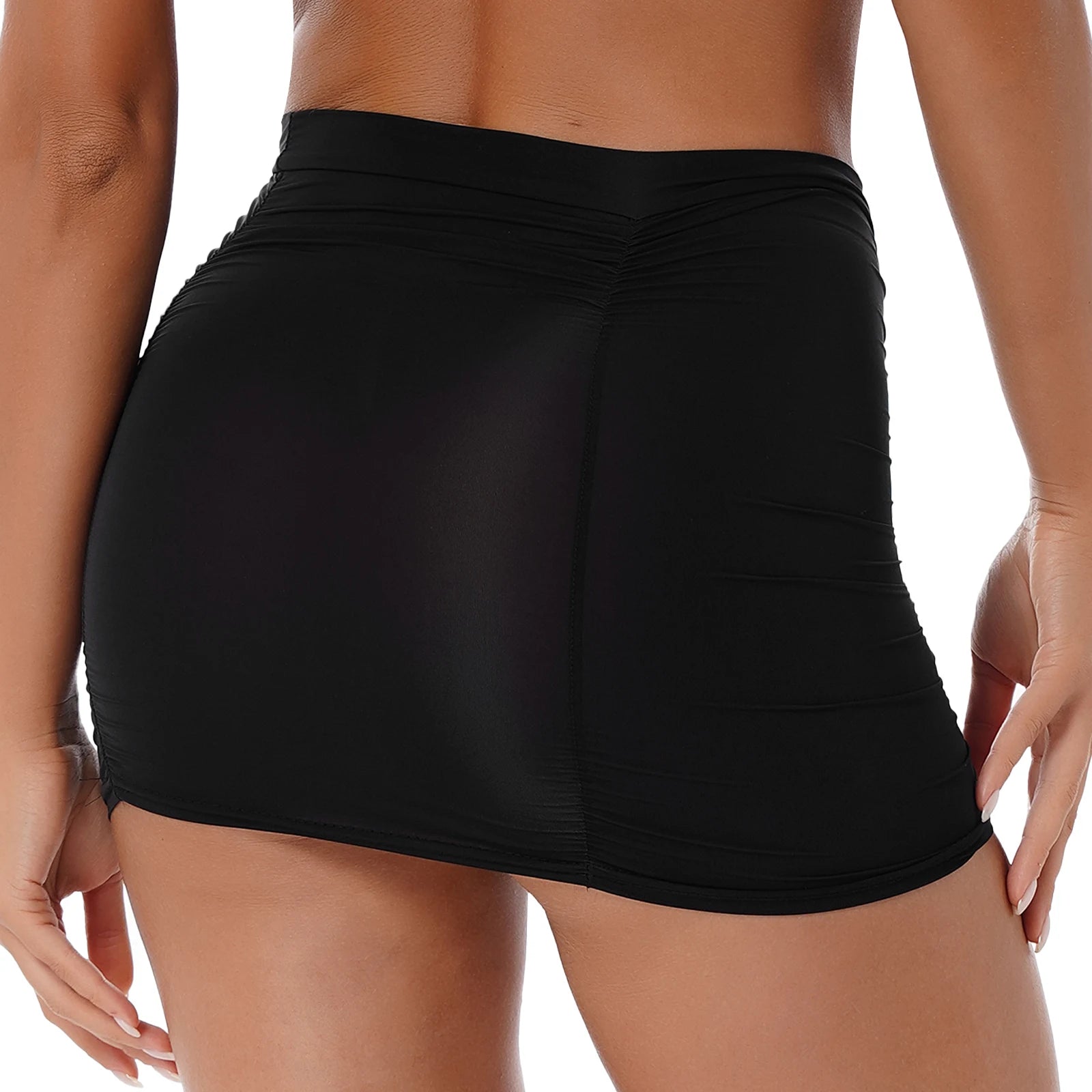 Ladies Mid Waist Stretchy Miniskirt.