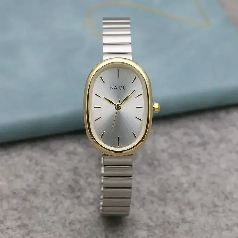 New Brand Steel Band Square Quartz Retro Minimalist Temperament Small Dial Watch.