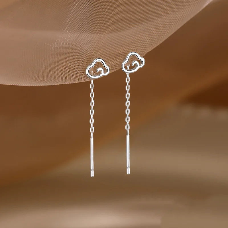 Long Tassel Heart Drop Earrings.