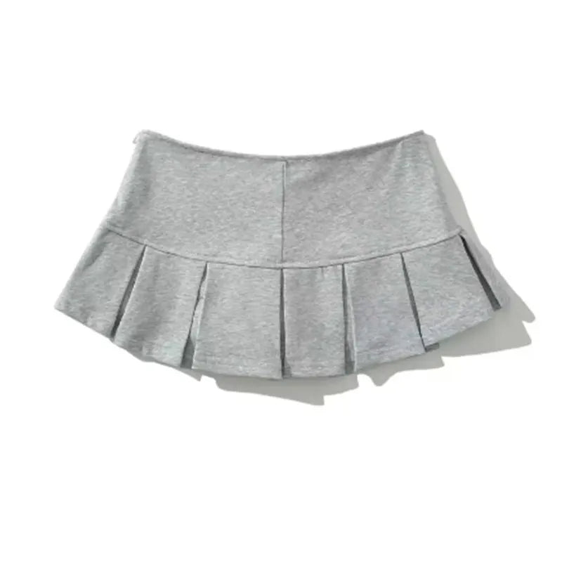 Mini Skirt Women Low Waist Wide Pleat.