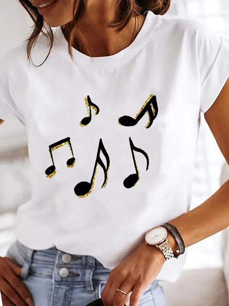 Ladies Fashion Female Graphic Women Love Heart T-shirts.