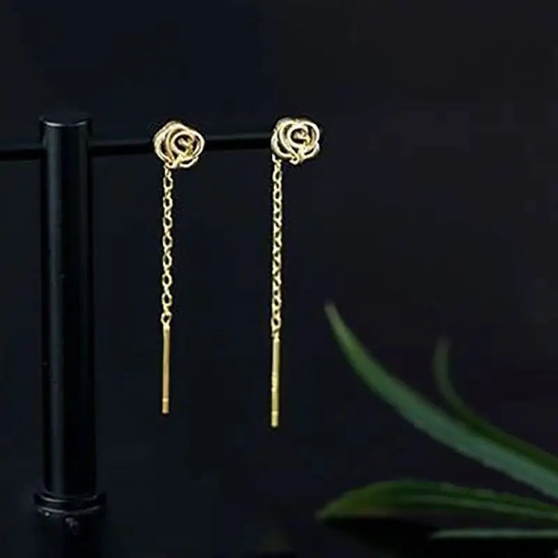 Long Tassel Heart Drop Earrings.